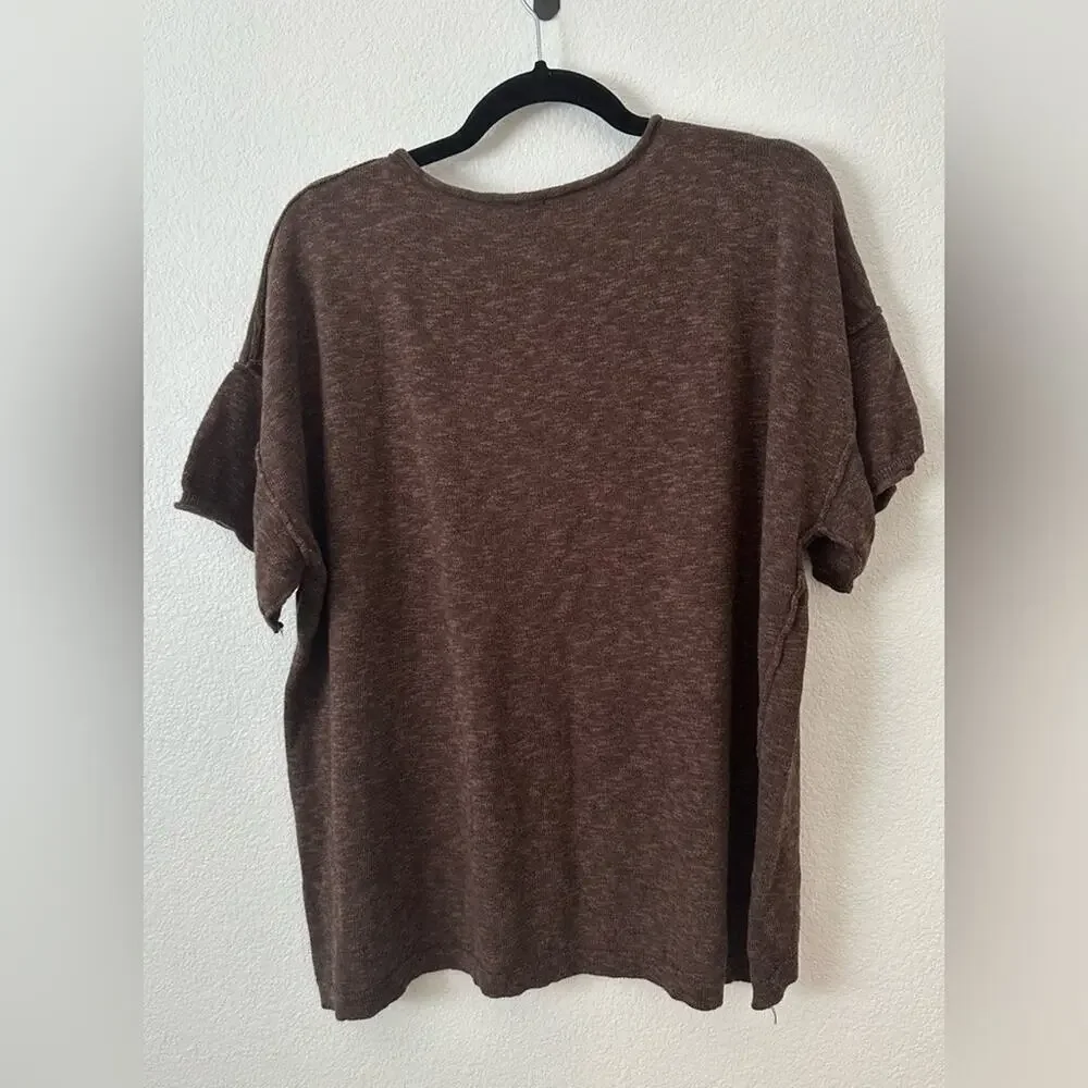 Light Summer Brown Casual Short Sleeved Sweater